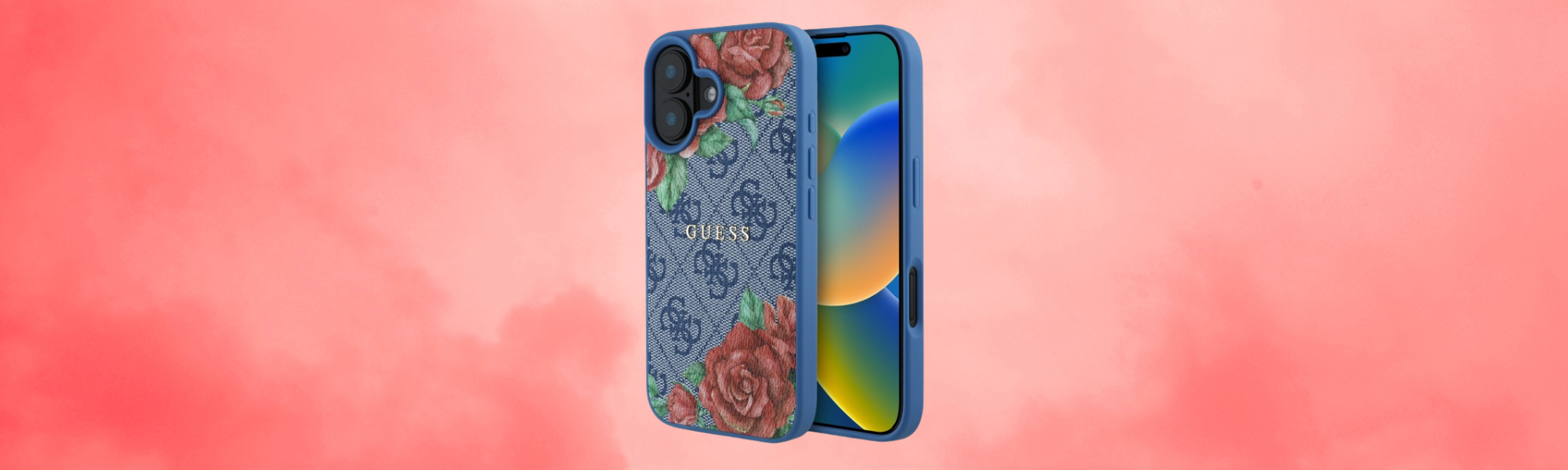 Etui Guess niebieskie kwiaty iPhone