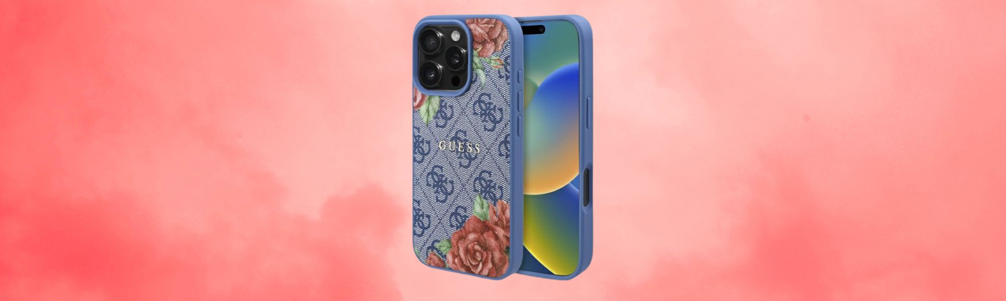 Etui Guess niebieskie kwiaty iPhone