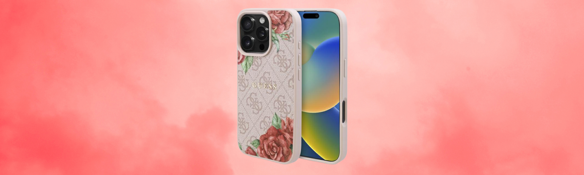 Etui Guess różowe kwiaty iPhone