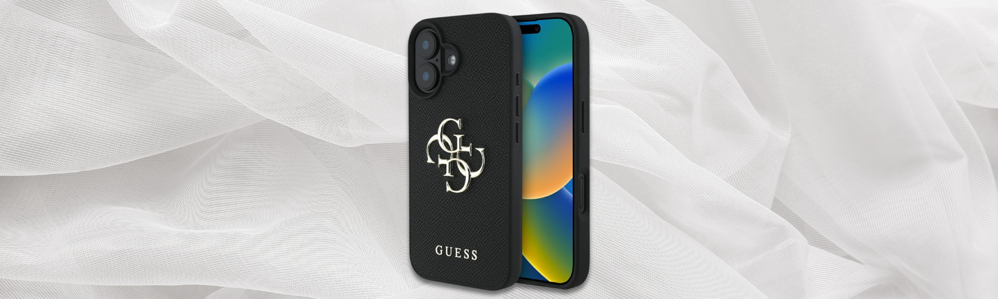 Czarne etui Guess złote logo 4G