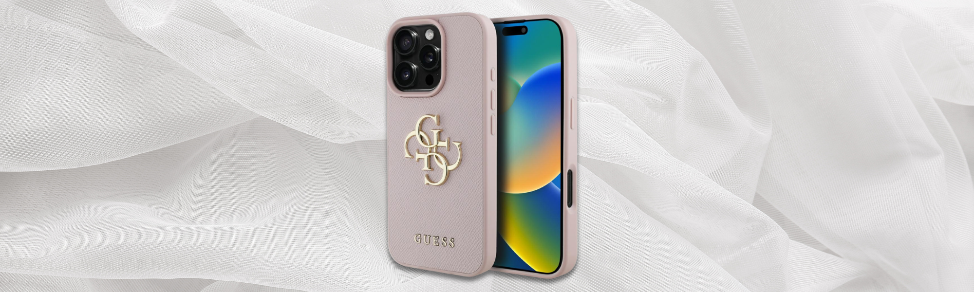 Różowe etui Guess złote logo 4G