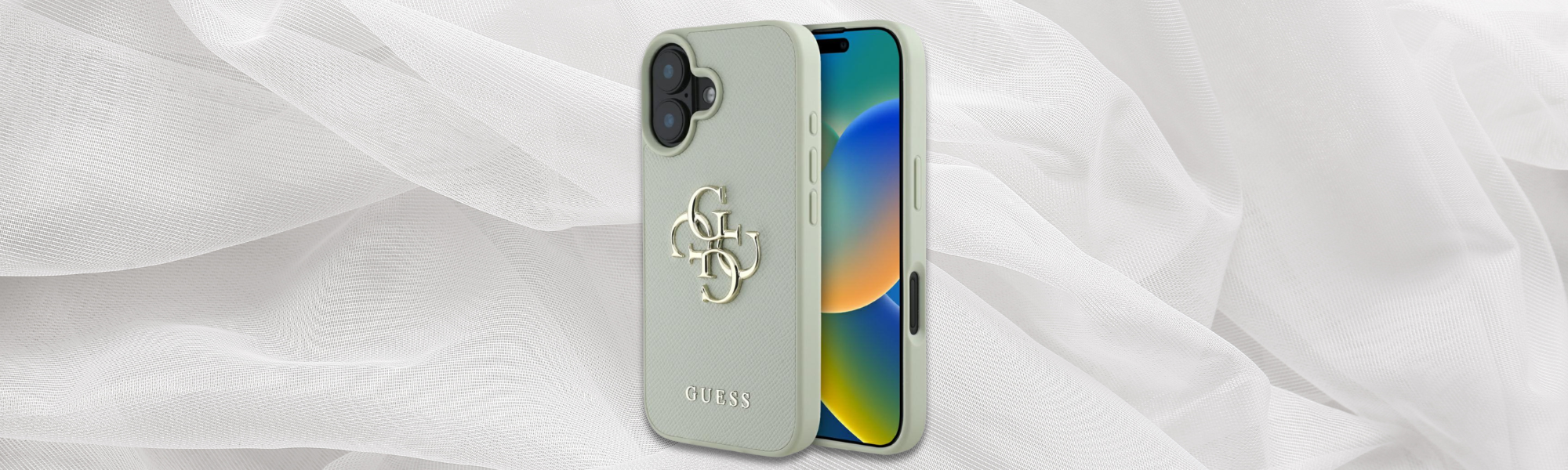 Guess Grained Big 4G Logo Small Classic Logo Zielone etui Guess złote logo 4G