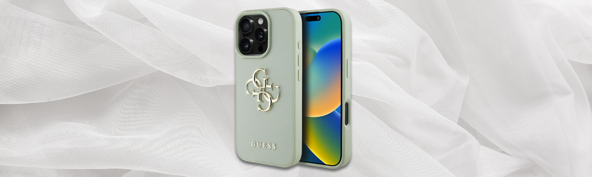 Zielone etui Guess złote logo 4G