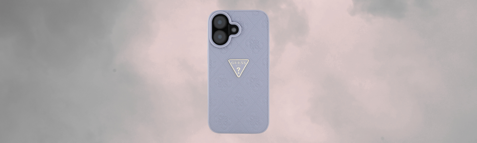 Etui Guess Hot Stamp 4G Pattern Triangle Metal Logo Fioletowe etui Guess tył struktura logo