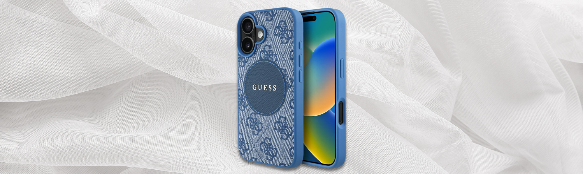 Etui Guess niebieskie logo eleganckie wykończenie