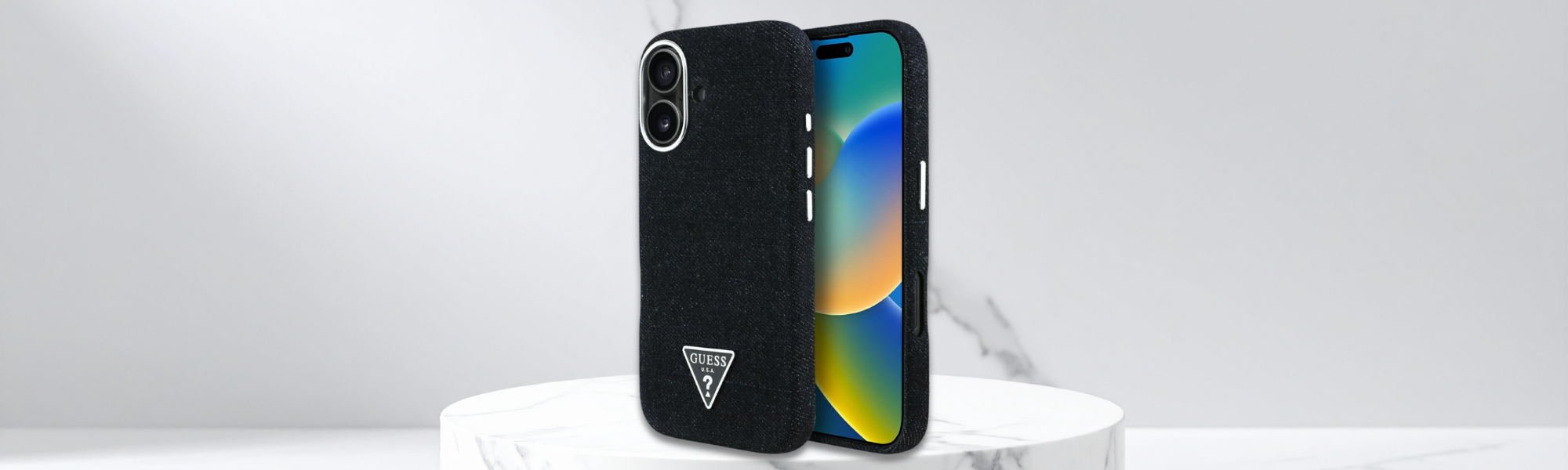 Etui telefon Guess denim logo tył