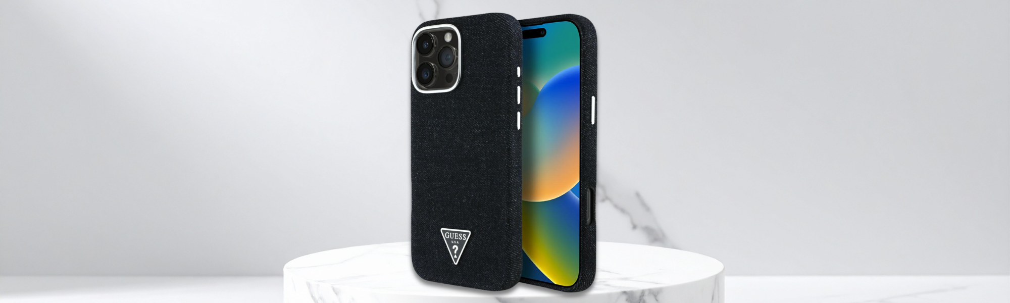 Etui telefon Guess denim logo tył