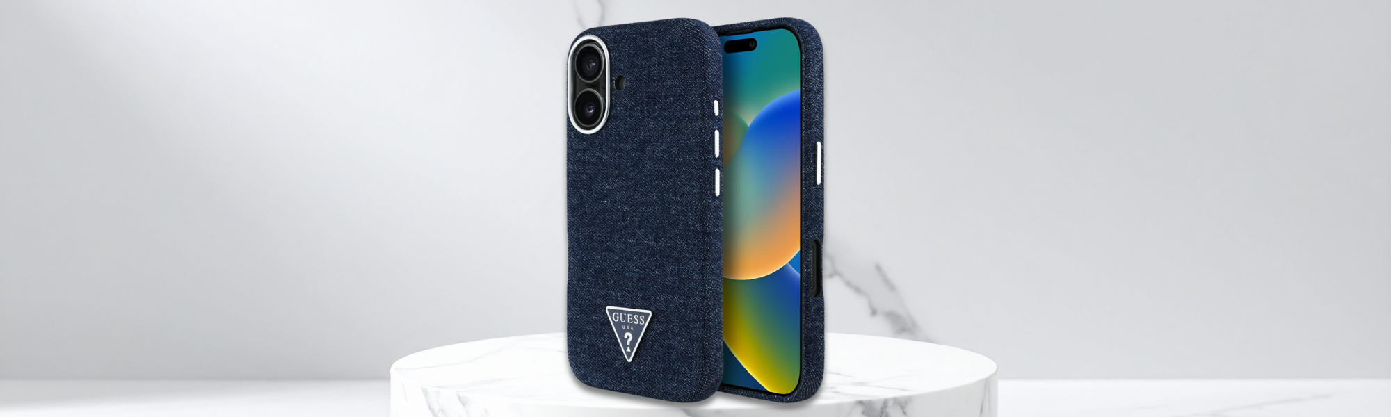 Etui telefon Guess denim logo tył
