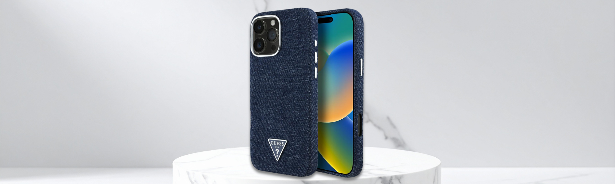 Etui telefon Guess denim logo tył