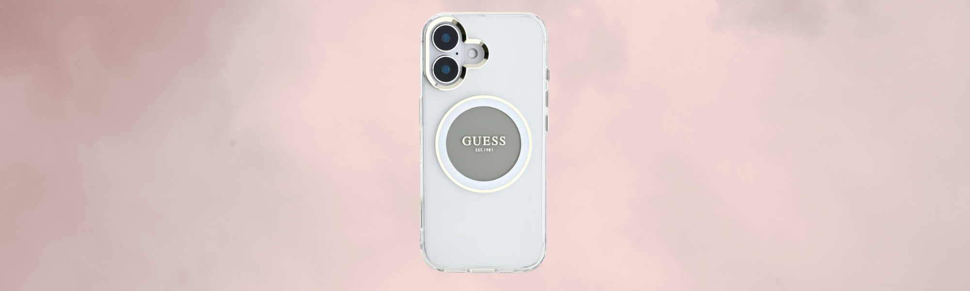 Etui Guess IML Metal Colored Circle Classic Logo MagSafe Tył etui Guess z pierścieniem MagSafe