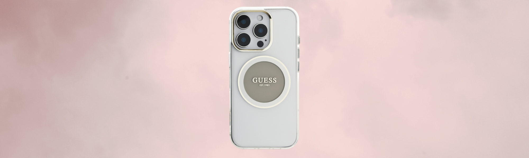 Etui Guess IML Metal Colored Circle Classic Logo MagSafe Tył etui Guess z pierścieniem MagSafe