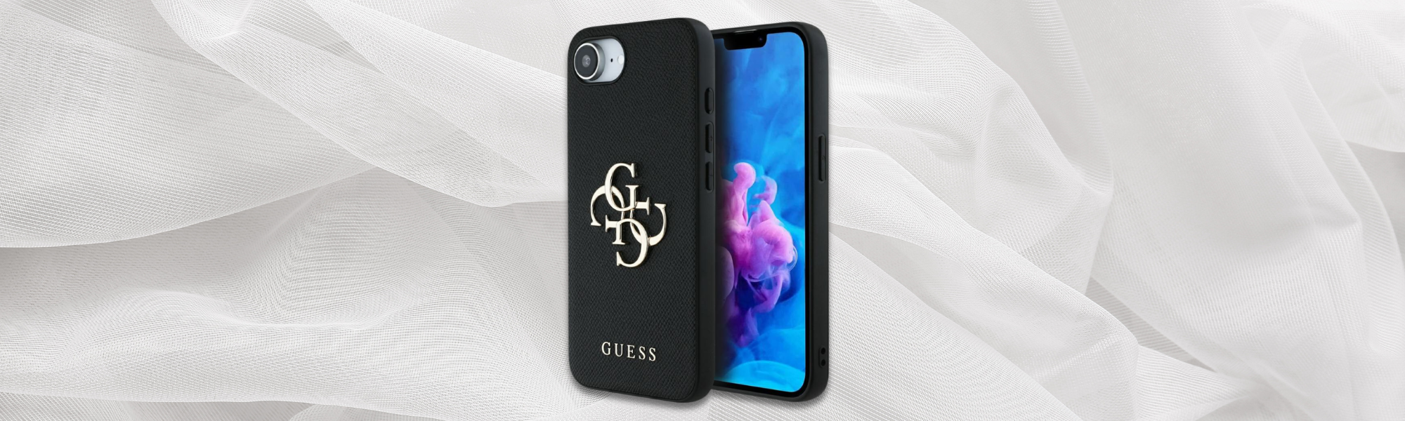 Czarne etui Guess złote logo 4G
