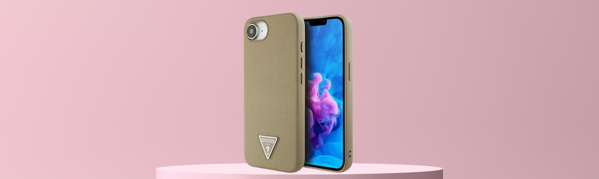 Brązowe etui Guess tekstura skóra logo