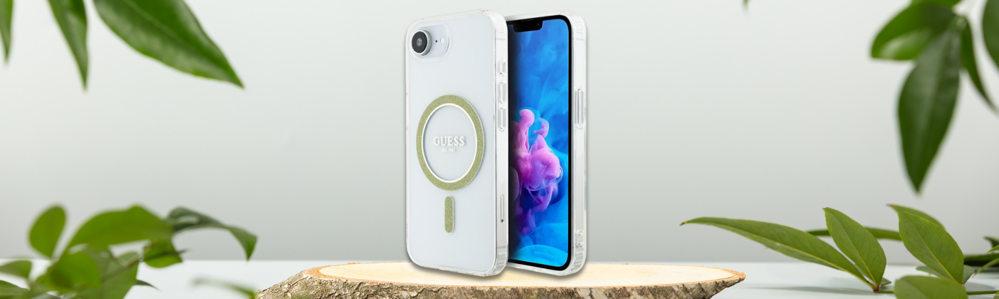 Guess IML Glitter Circle MagSafe przezroczyste etui iphone magSafe Guess logo