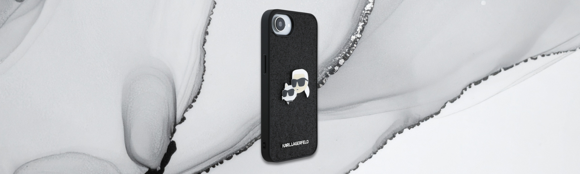 Etui Karl Lagerfeld Grained Pattern & Logo MagSafe Eleganckie czarne etui telefon Karl Lagerfeld