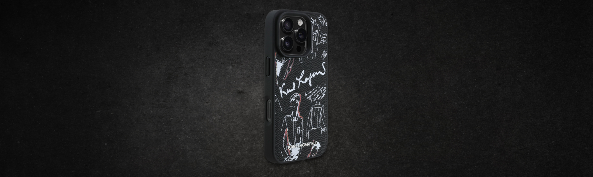 Eleganckie czarne etui telefon Karl Lagerfeld