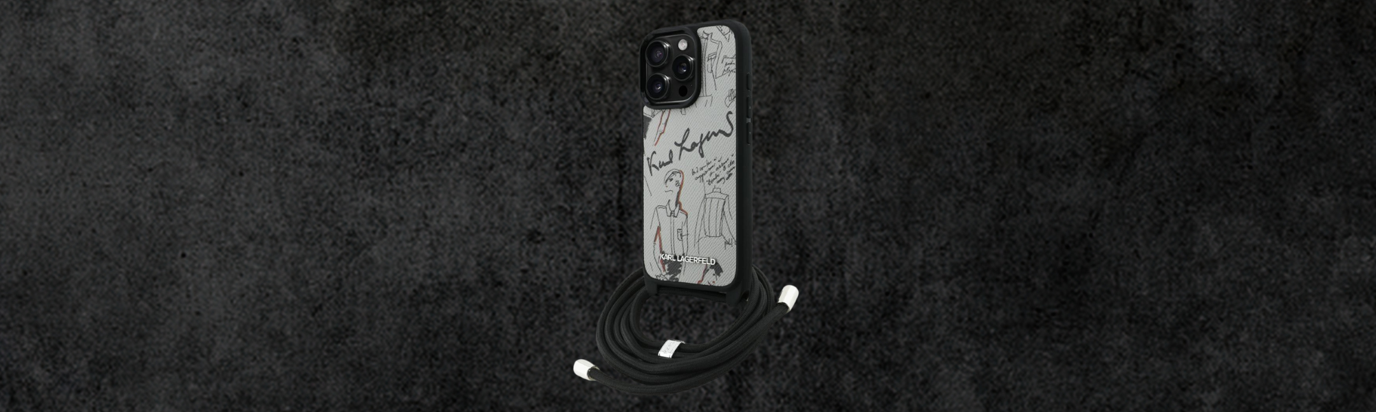 Karl Lagerfeld Crossbody Grained Pattern & Logo smartfon etui smycz szare tło produkt