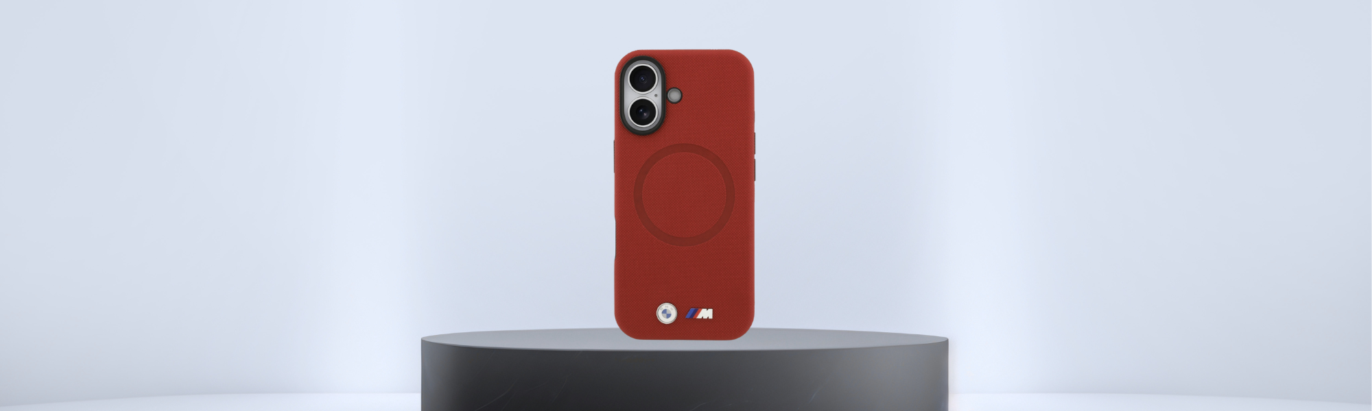 Czerwony etui BMW z logo