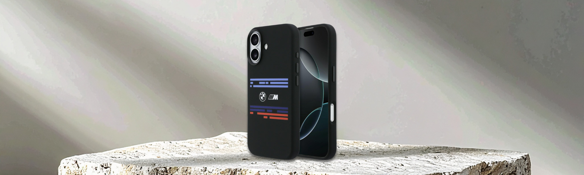 Etui smartfona BMW czarne logo paski