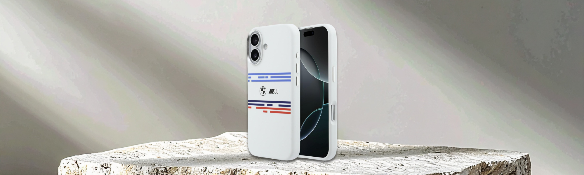 Etui smartfona BMW białe logo paski