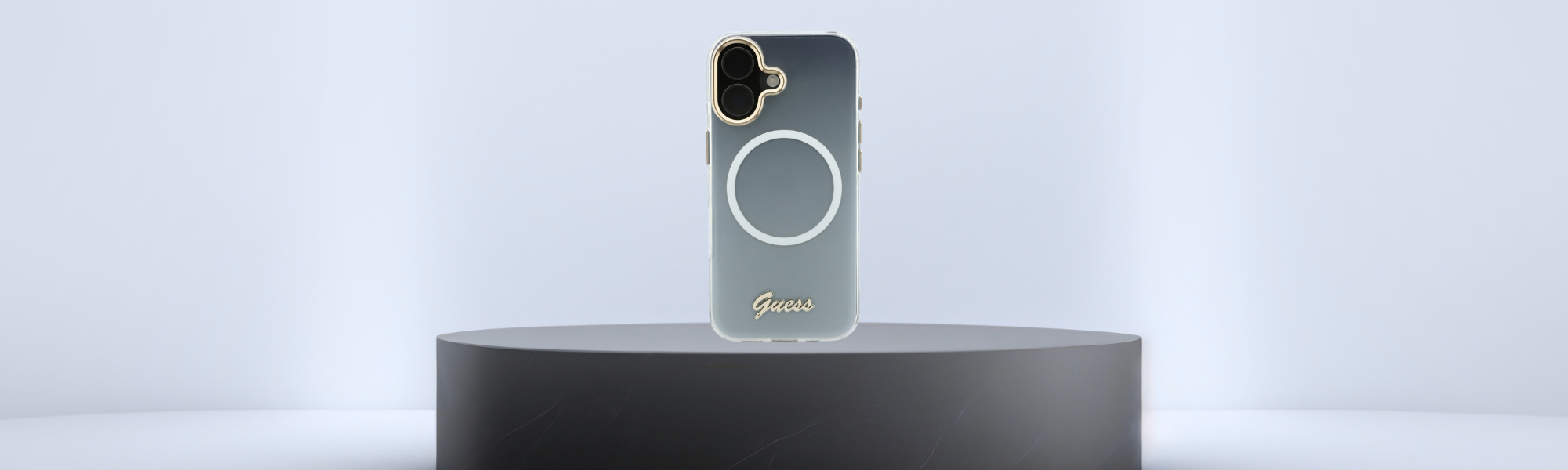 Etui Guess IML Gradient Script Metal MagSafe Etui Guess z MagSafe, minimalistyczny design