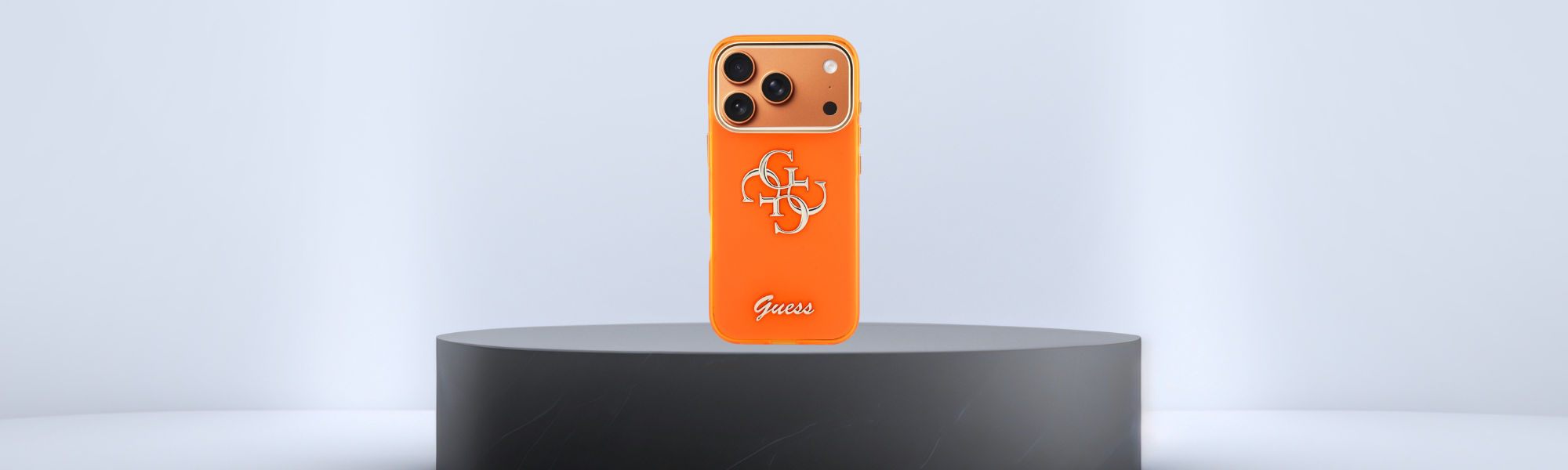 Pomarańczowe etui Guess z logo 4G