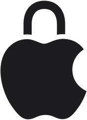 Logo Apple przedstawione w formie kłódki symbolizuje wbudowane funkcje ochrony prywatności i bezpieczeństwa tożsame z Apple