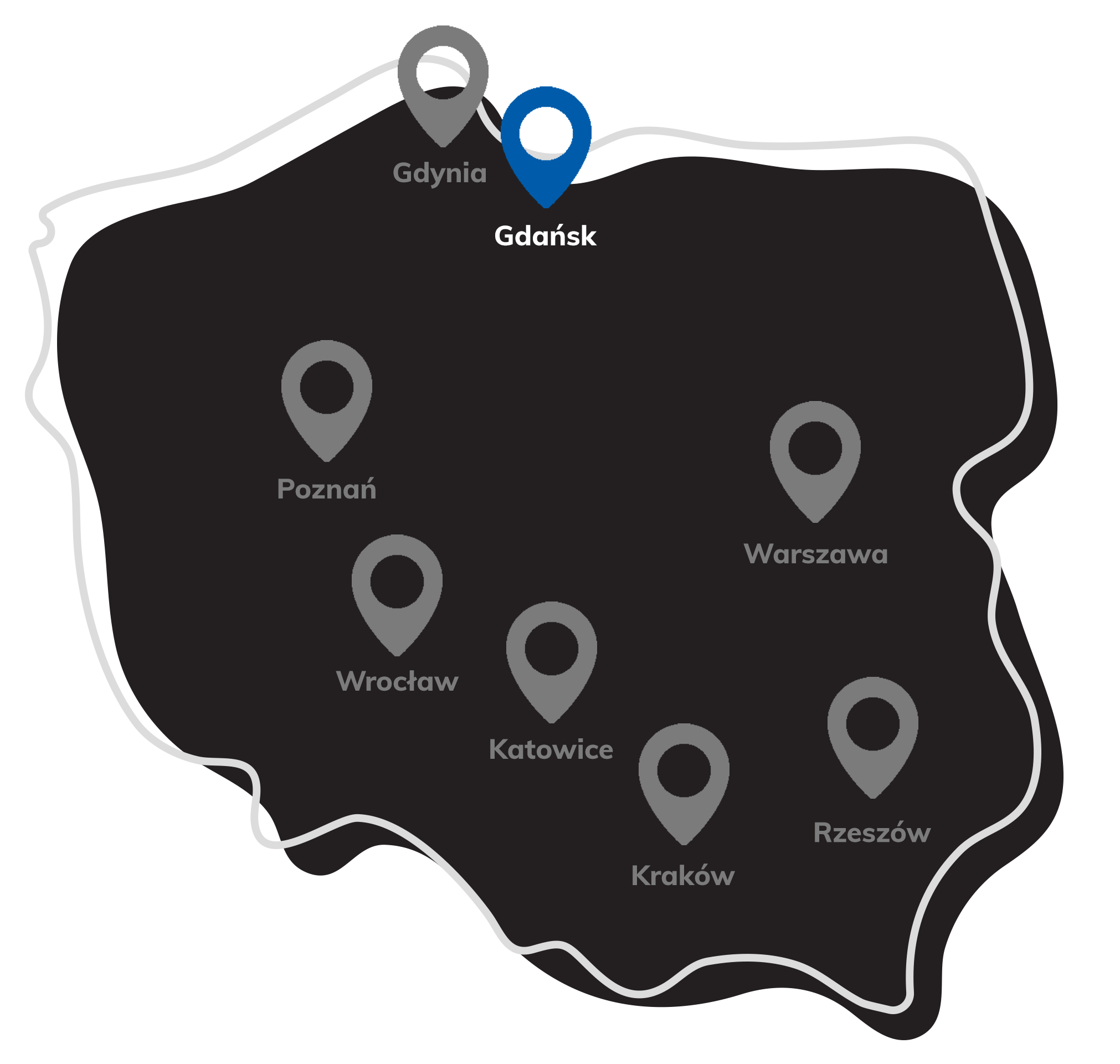 Punkty serwisowe iSpot w Polsce: Warszawa, Gdynia, Gdańsk, Poznań, Wrocław, Katowice, Kraków, Rzeszów