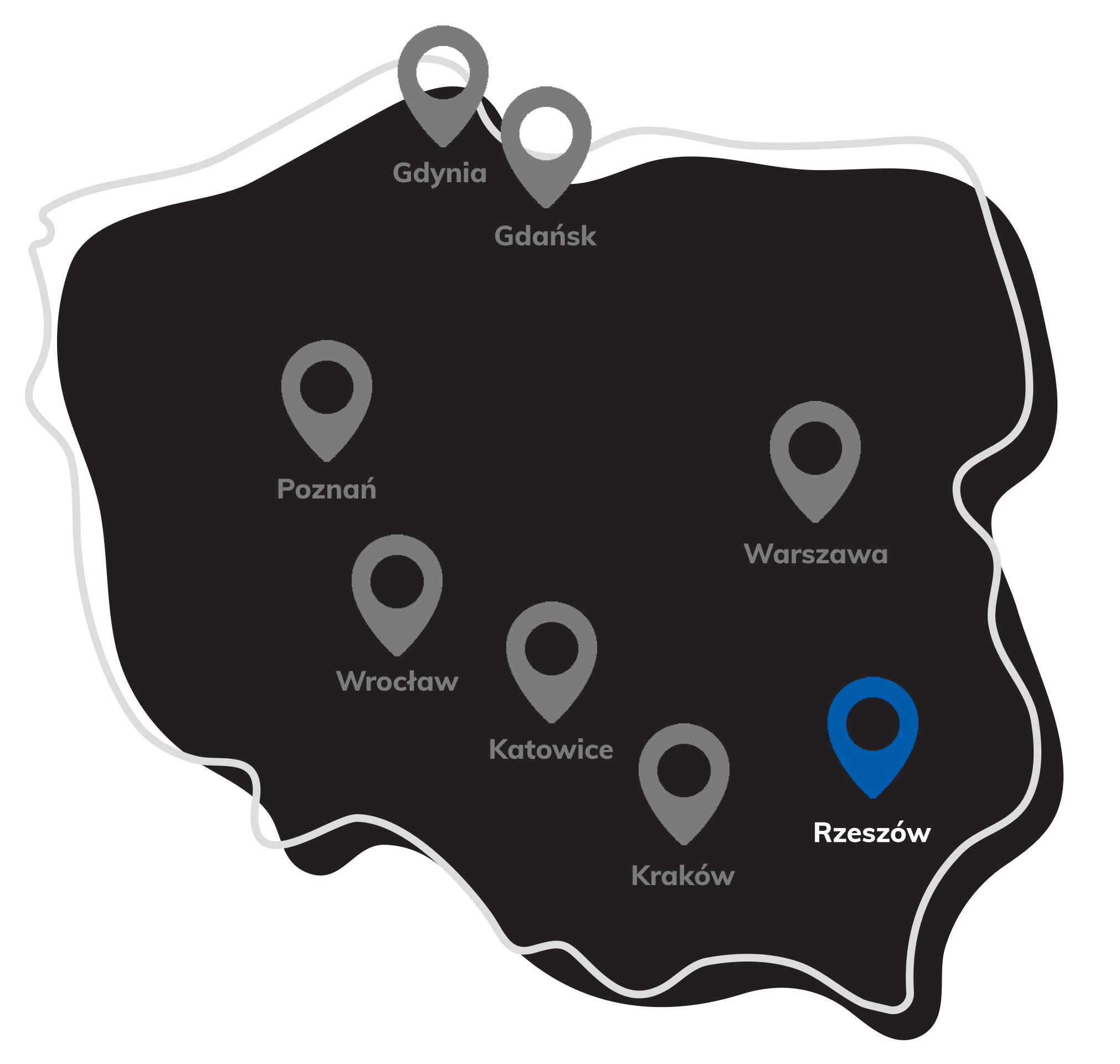 Punkty serwisowe iSpot w Polsce: Warszawa, Gdynia, Gdańsk, Poznań, Wrocław, Katowice, Kraków, Rzeszów