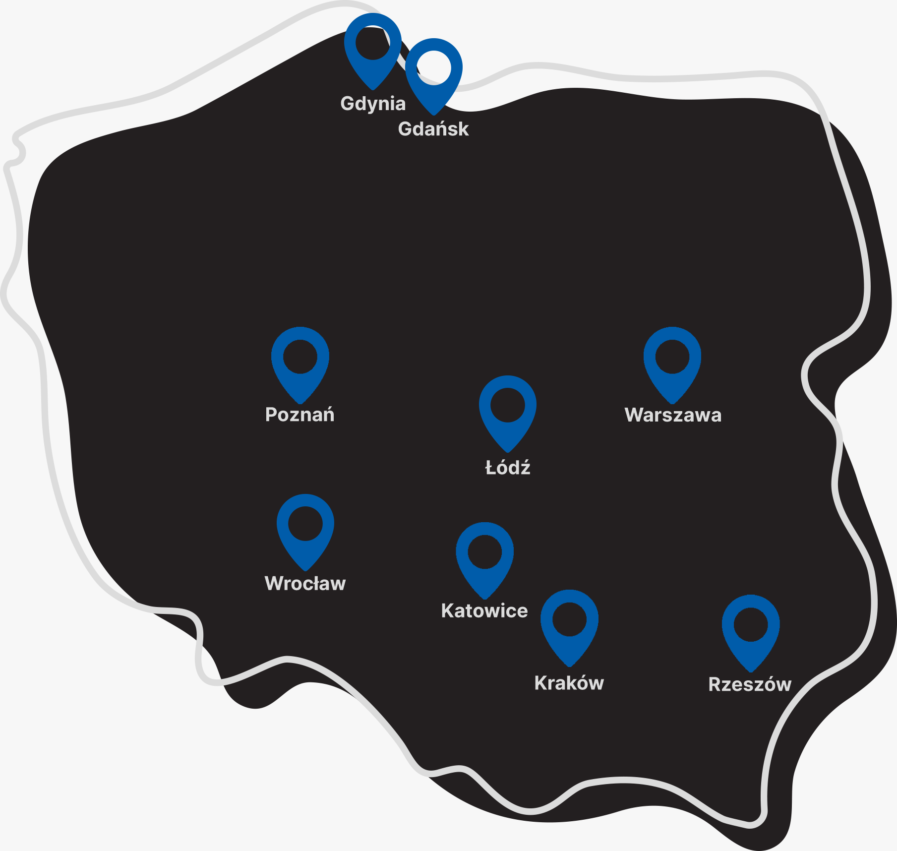 Mapa lokalizacji punktów serwisowych iSpot w Polsce