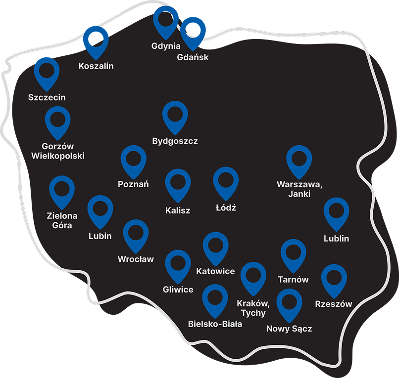 Mapa salonów iSpot w Polsce - znajdź najbliższy punkt