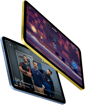 Ekran rozgrywki oraz serial Ted Lasso w Apple TV+ zaprezentowane na iPadzie