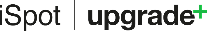 Logo programu iSpot upgrade+ - wymiana iPhone'a na nowy model