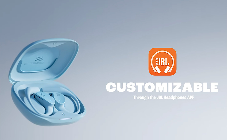 Słuchawki JBL Sense Lite i logo aplikacji JBL Headphones.