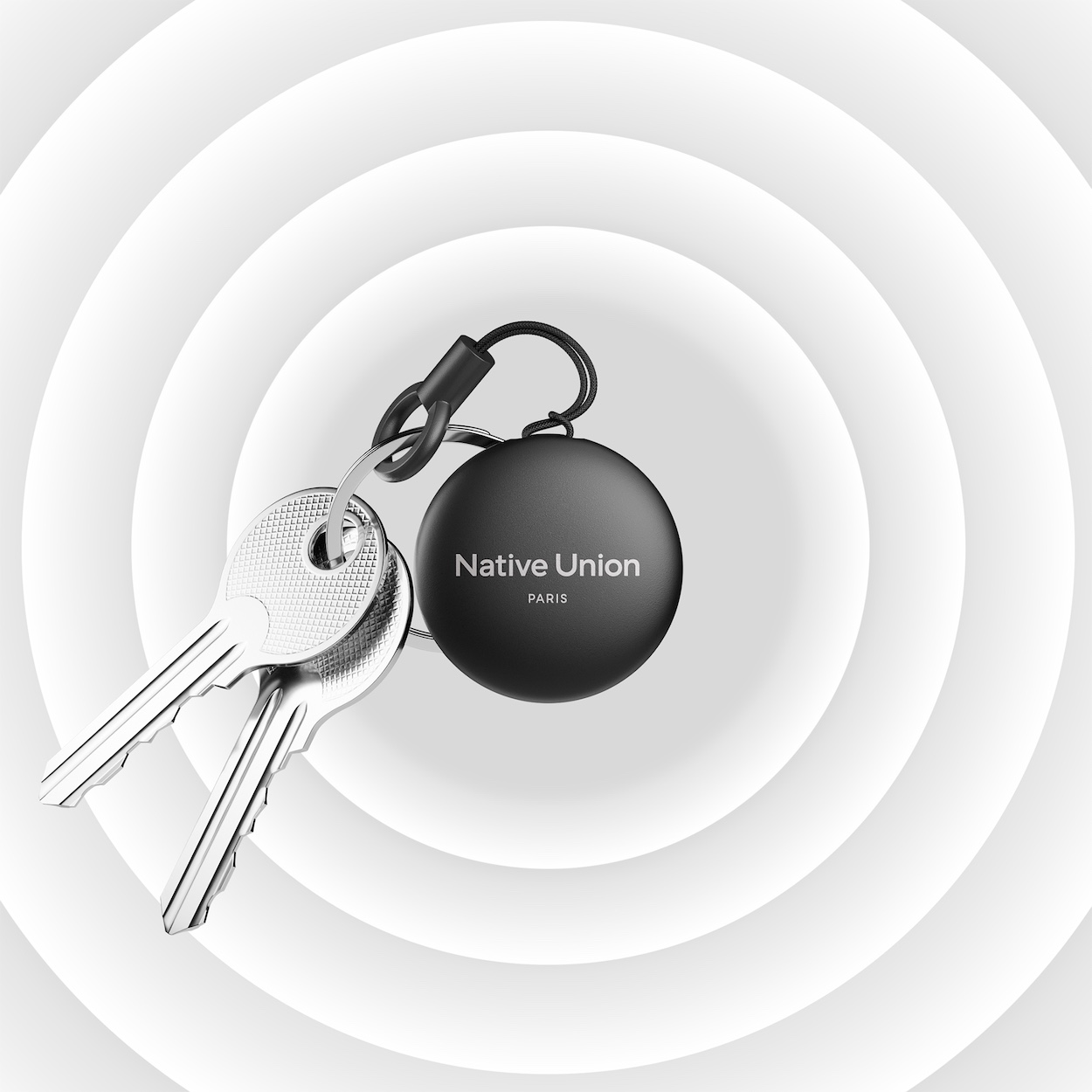 Native Union Find it Tag Ilustracja sygnału dźwiękowego wysyłanego przez lokalizatot Find It Tag