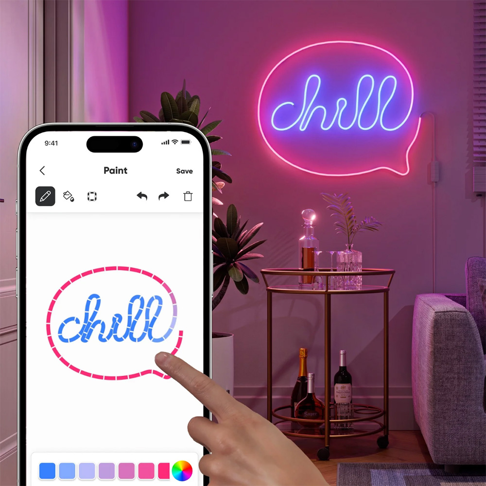 Ekran aplikacji umożliwiającej konfigurację listwy Nanoleaf Smart Multicolour Rope Light