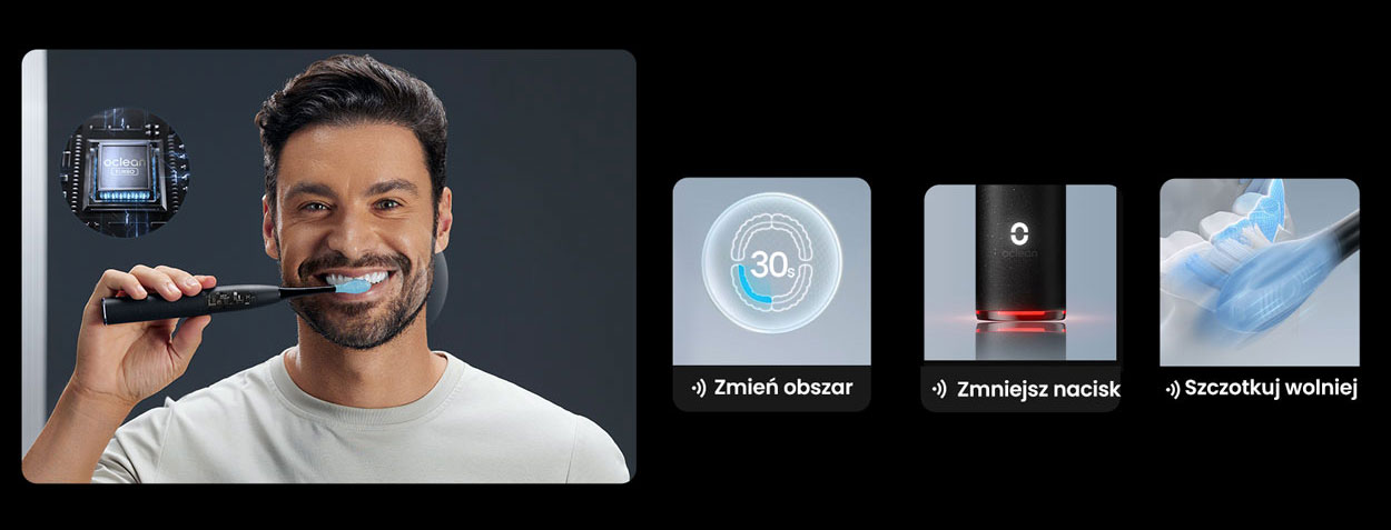 Ilustracja poleceń głosowych wydawanych przez Oclean X Ultra 20