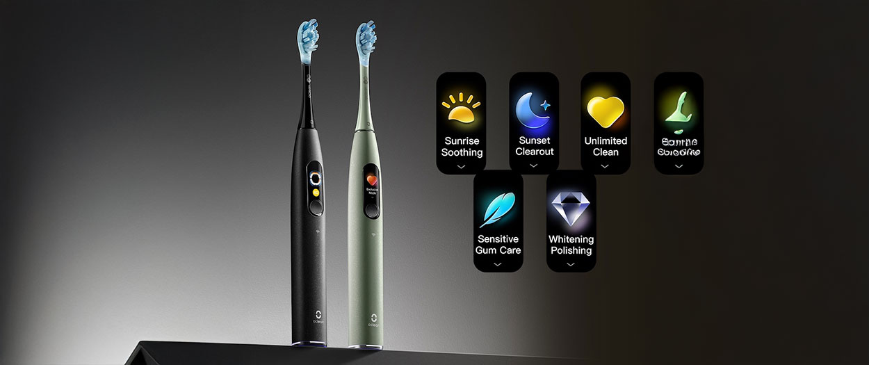 Ikonki pięciu trybów szczotkowania