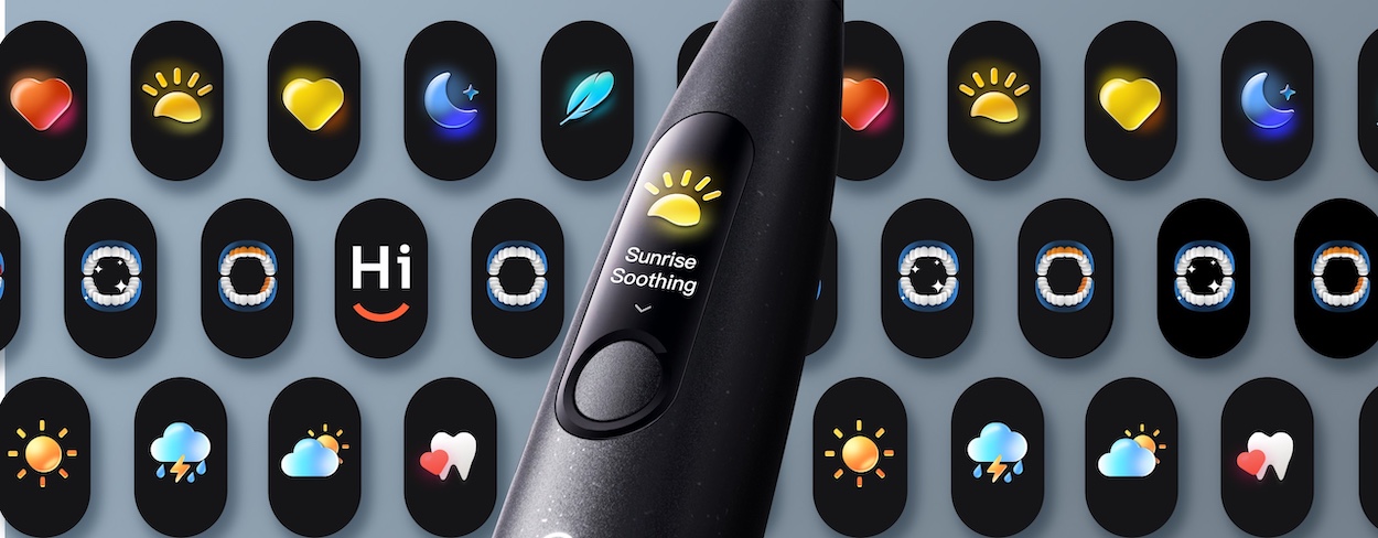 Ikonki wyświetlane na ekranie szczoteczki Oclean X Ultra 20