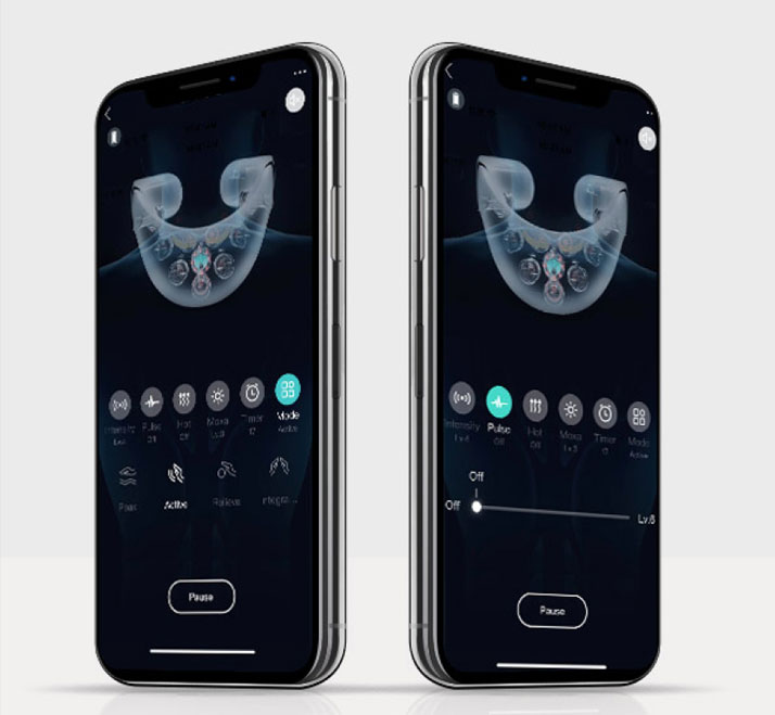 Aplikacja w telefonie ułatwia regulowanie działania masażera SKG W7 Pro-Fold