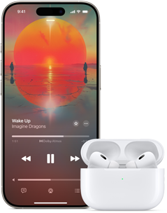 iPhone obok AirPods Pro w otwartym etui ładującym