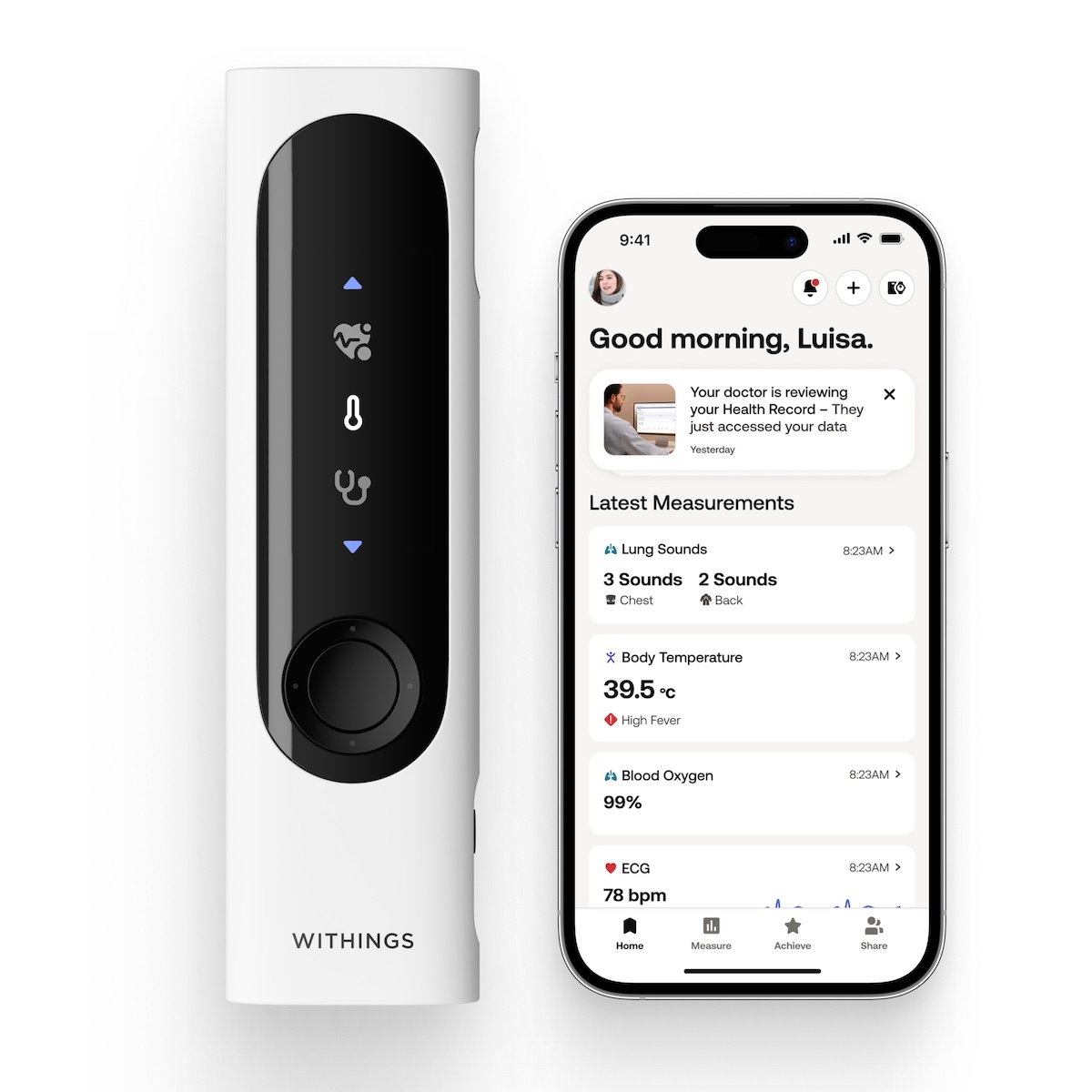 Withings BeamO współpracuje z aplikacją Withings+