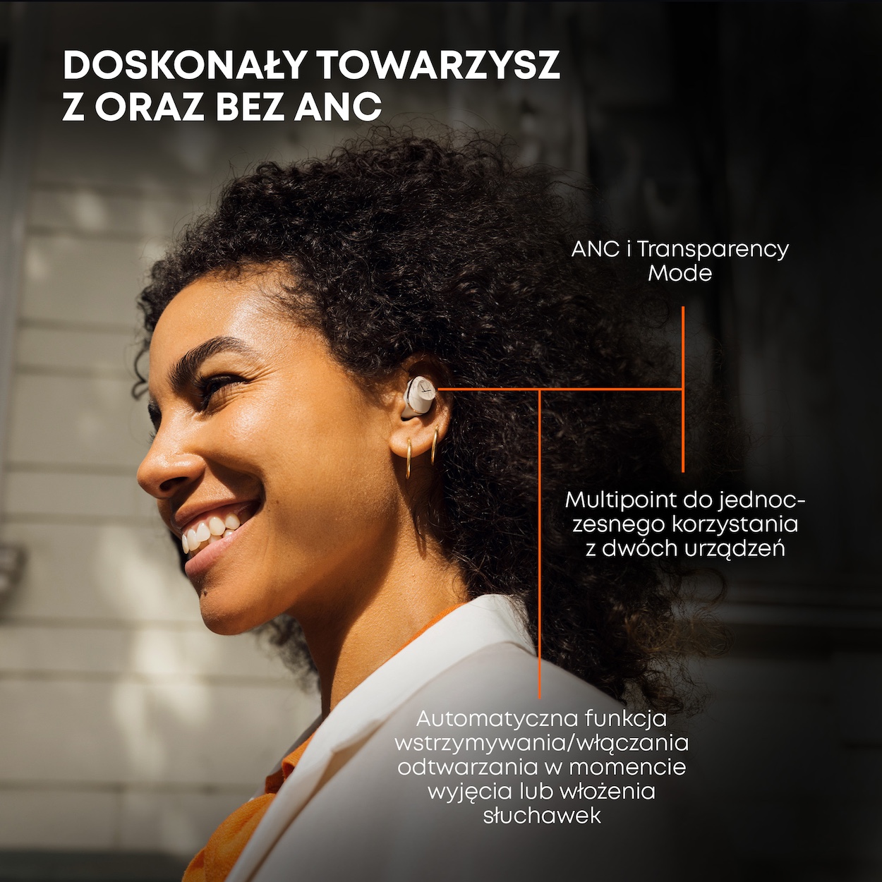Nowoczesne technologie wykorzystywane przez słuchawki beyerdynamic Amiron 300: ANC i tryb transparentny, multipoint Bluetooth, automatyczna funkcja wstrzymywania/włączania odtwarzania.