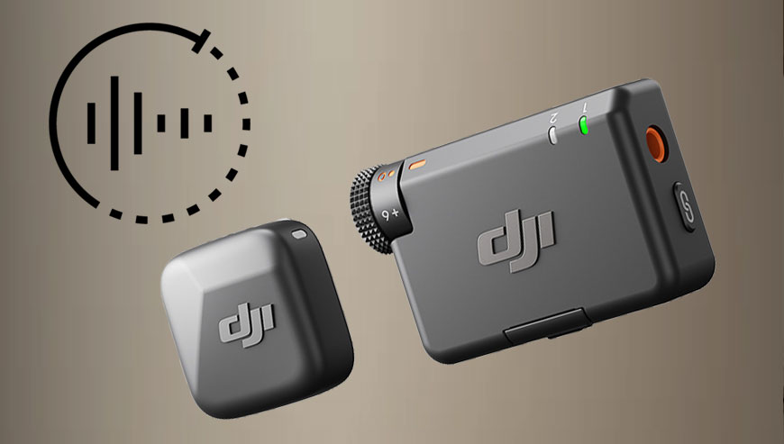 DJI Mic Mini z ikonką 2-poziomowej redukcji szumów.