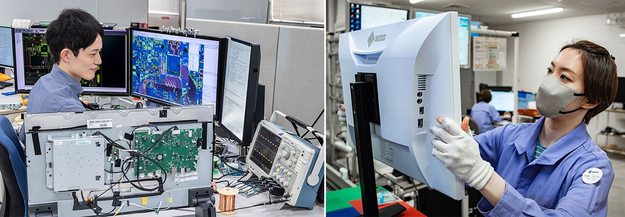 Monitory EIZO Stanowiska kontroli jakości w zakładach EIZO