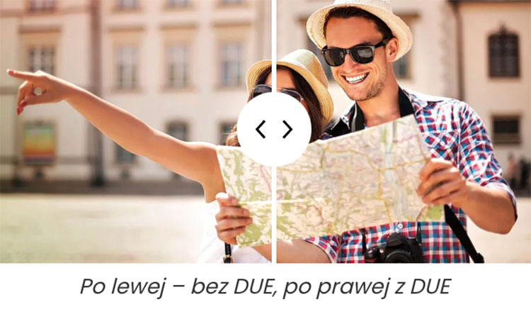 Porównanie obrazów wyświetlanych z i bez technologii EIZO DUE.