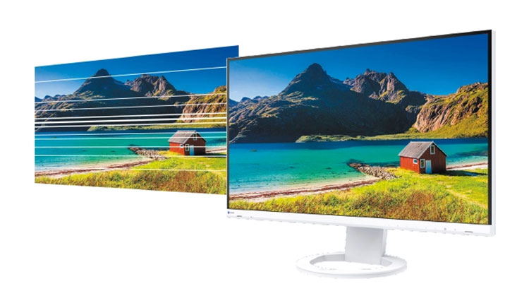 Monitor EIZO FlexScan EV2720S zapewnia obraz bez migotania.