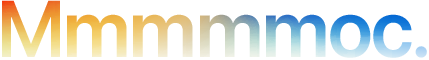 Nagłówek „Mmmmmoc” zapisany z pięcioma literami „m”, gradient od pomarańczowego do niebieskiego