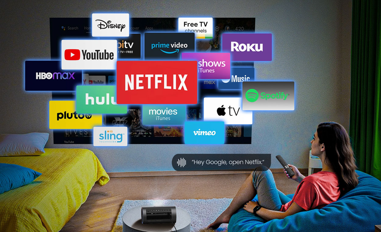 Ikony platform streamingowych dostępnych na Google TV 3.0