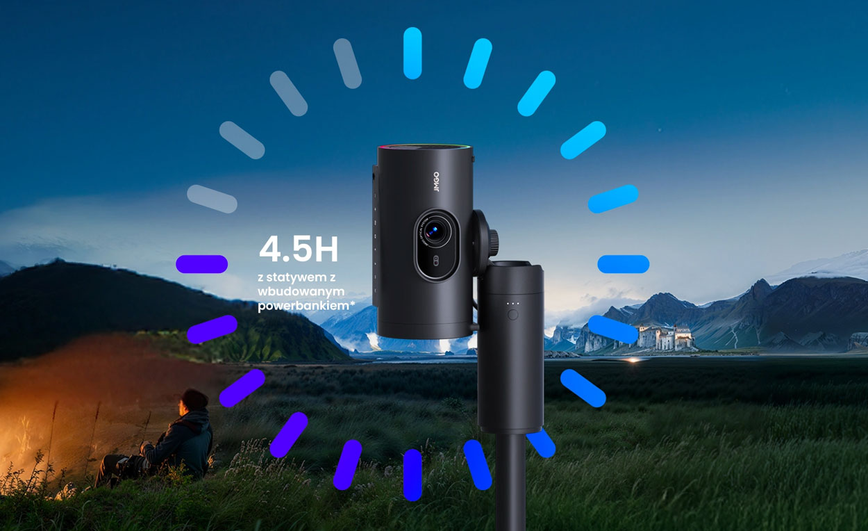 Projektor JMGO PicoPlay+ na obrotowym gimbalu